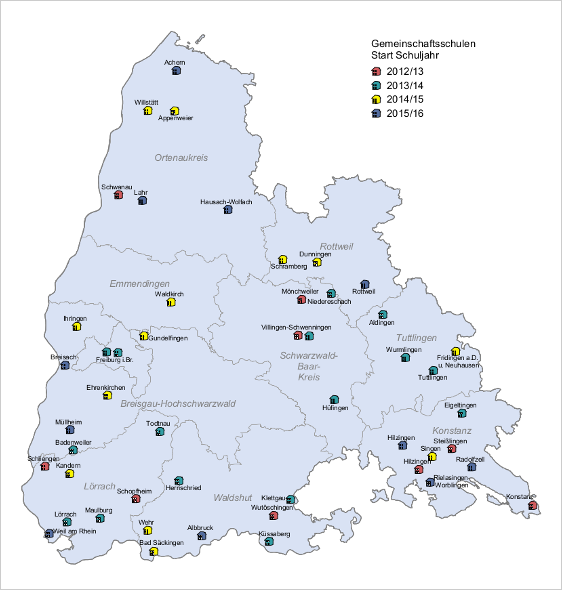 Gemeinschaftsschulen im Regierungsbezirk Freiburg