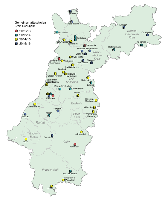 Gemeinschaftsschulen im Regierungsbezirk Karlsruhe