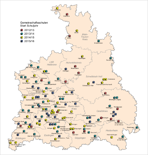 Gemeinschaftsschulen im Regierungsbezirk Stuttgart