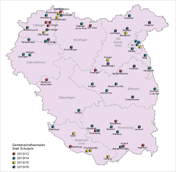 Gemeinschaftsschulen im Regierungsbezirk Tübingen