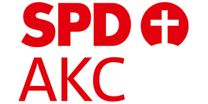 Das Logo des Arbeitskreises Christinnen und Christen in der SPD rot auf weiß.